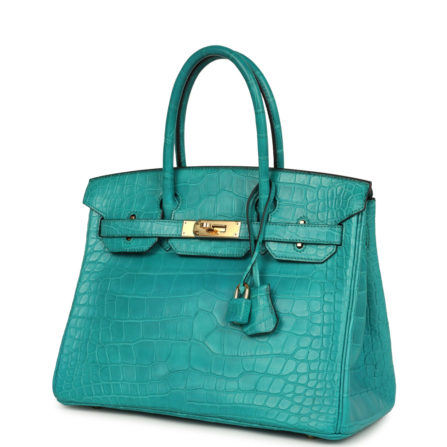 Hermes Birkin 30 Bleu Paon Matte Alligator Gold Hardware