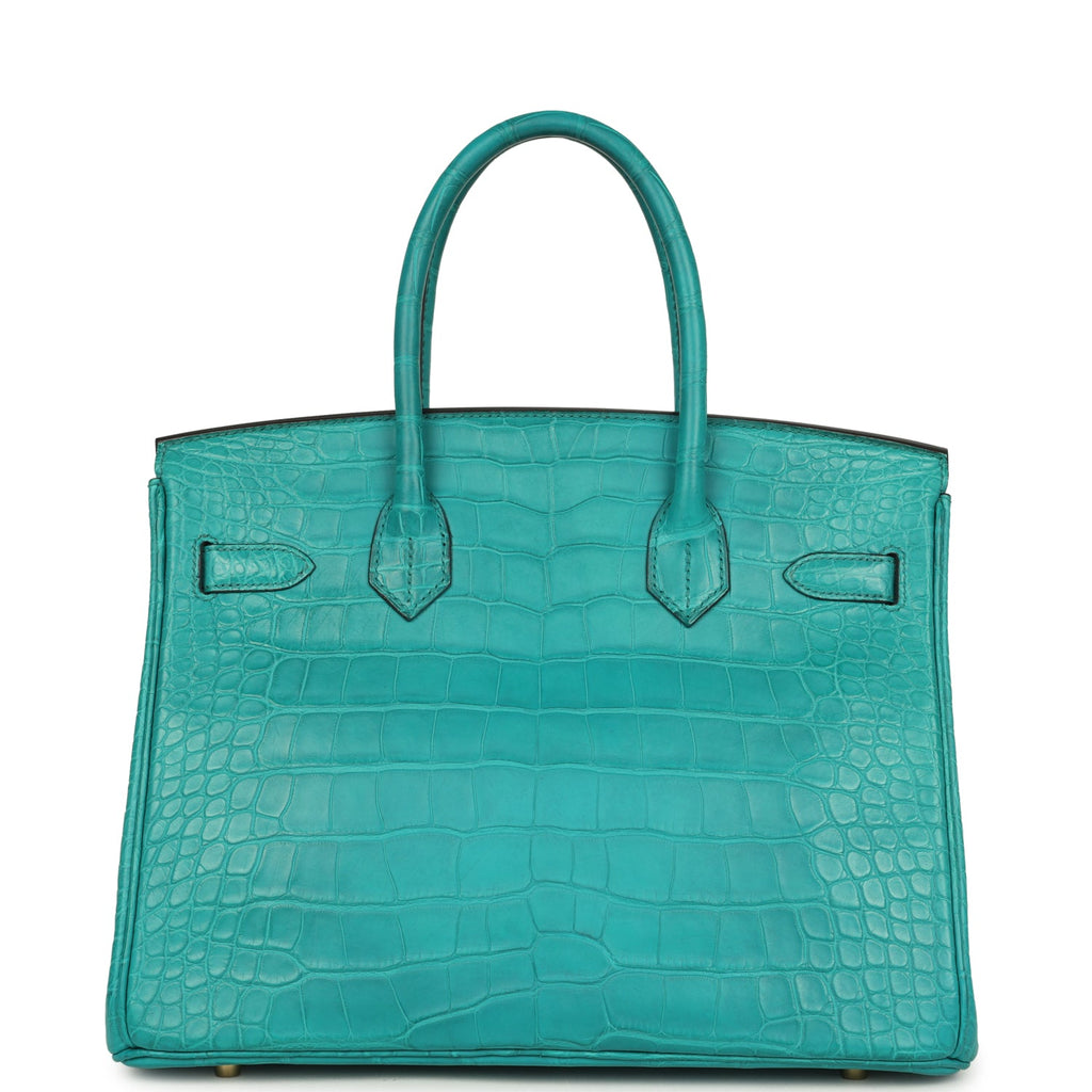 Hermes Birkin 30 Bleu Paon Matte Alligator Gold Hardware