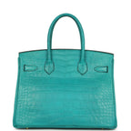 Hermes Birkin 30 Bleu Paon Matte Alligator Gold Hardware