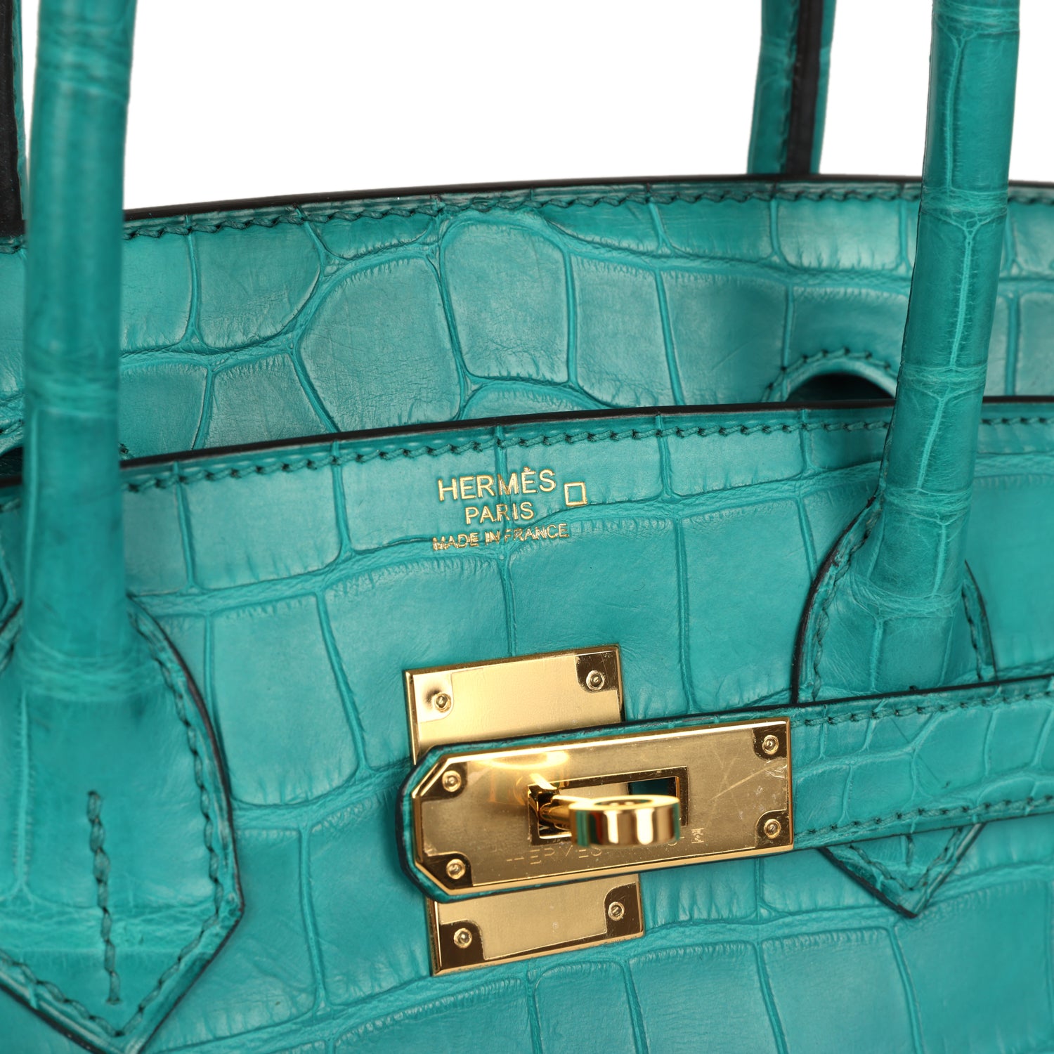 Hermes Birkin 30 Bleu Paon Matte Alligator Gold Hardware