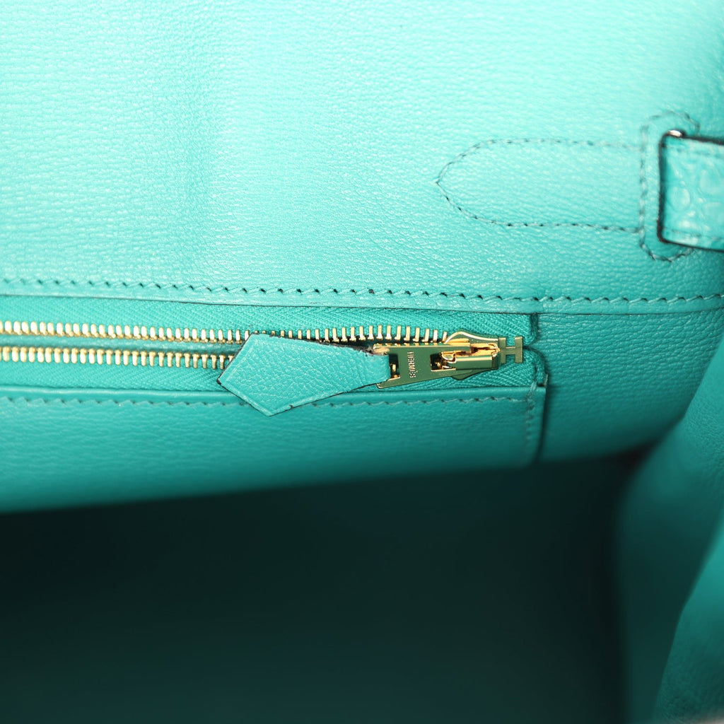 Hermes Birkin 30 Bleu Paon Matte Alligator Gold Hardware