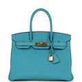 Hermes Birkin 30 Turquoise Togo Gold Hardware