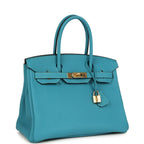 Hermes Birkin 30 Turquoise Togo Gold Hardware