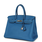Hermes Birkin 35 Bleu Mykonos Togo Palladium Hardware