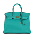 Hermes Birkin 35 Bleu Paon Togo Gold Hardware