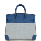 Hermes Birkin 25 Bleu France Swift and Bleu Bill-Ecru Toile H Canvas Palladium Hardware