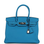 Hermes Birkin 30 Bleu Zanzibar Verso Togo Palladium Hardware