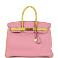Hermes Special Order (HSS) Birkin 35 5P Bubblegum and Lime Swift Gold Hardware