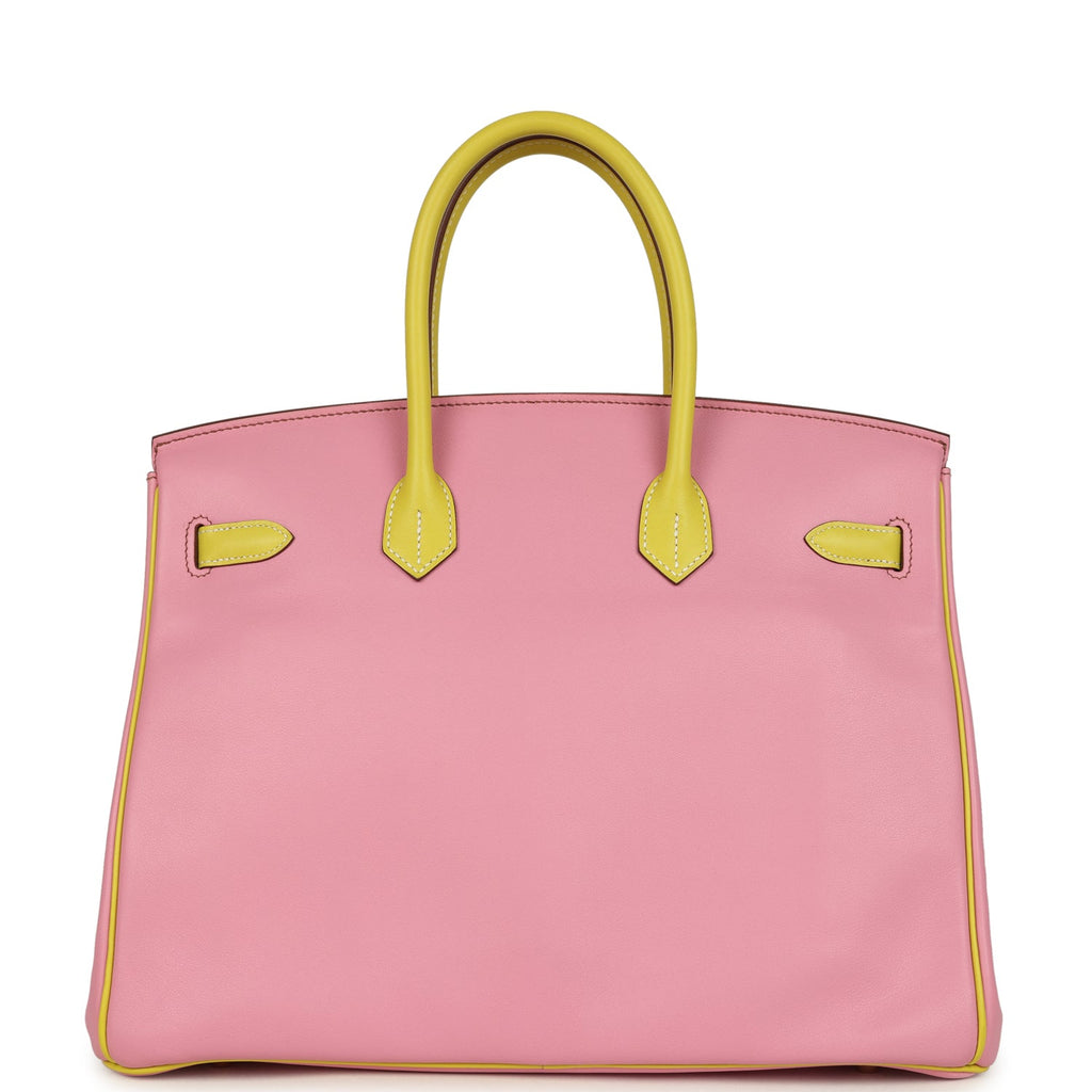 Hermes Special Order (HSS) Birkin 35 5P Bubblegum and Lime Swift Gold Hardware