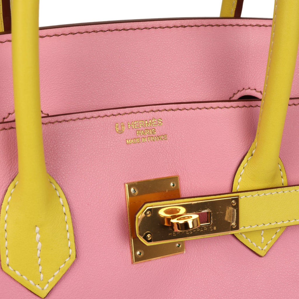 Hermes Special Order (HSS) Birkin 35 5P Bubblegum and Lime Swift Gold Hardware