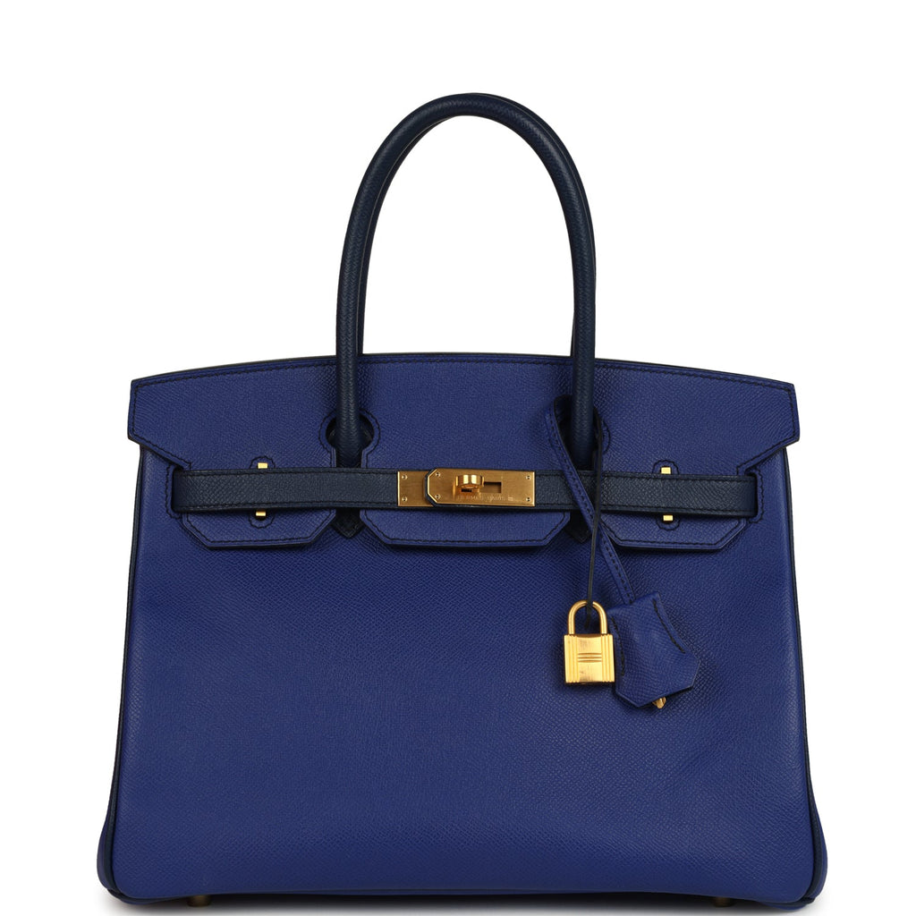 Hermes Special Order (HSS) Birkin 30 Bleu Electric and Bleu Saphir Epsom Brushed Gold Hardware