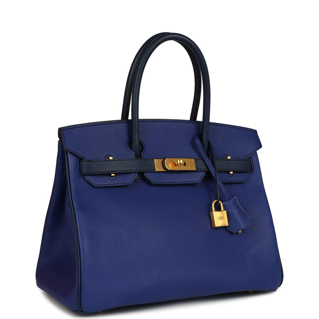 Hermes Special Order (HSS) Birkin 30 Bleu Electric and Bleu Saphir Epsom Brushed Gold Hardware