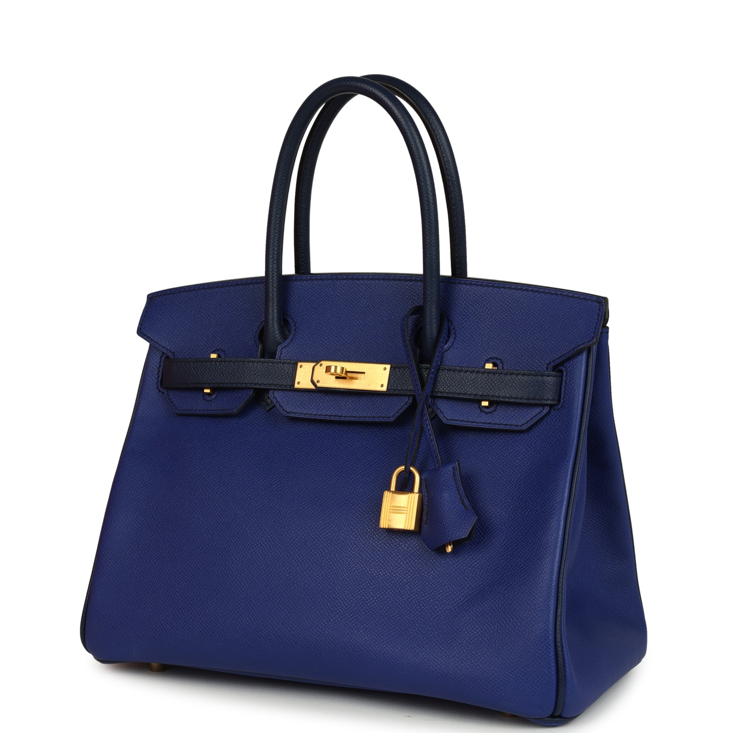 Hermes Special Order (HSS) Birkin 30 Bleu Electric and Bleu Saphir Epsom Brushed Gold Hardware