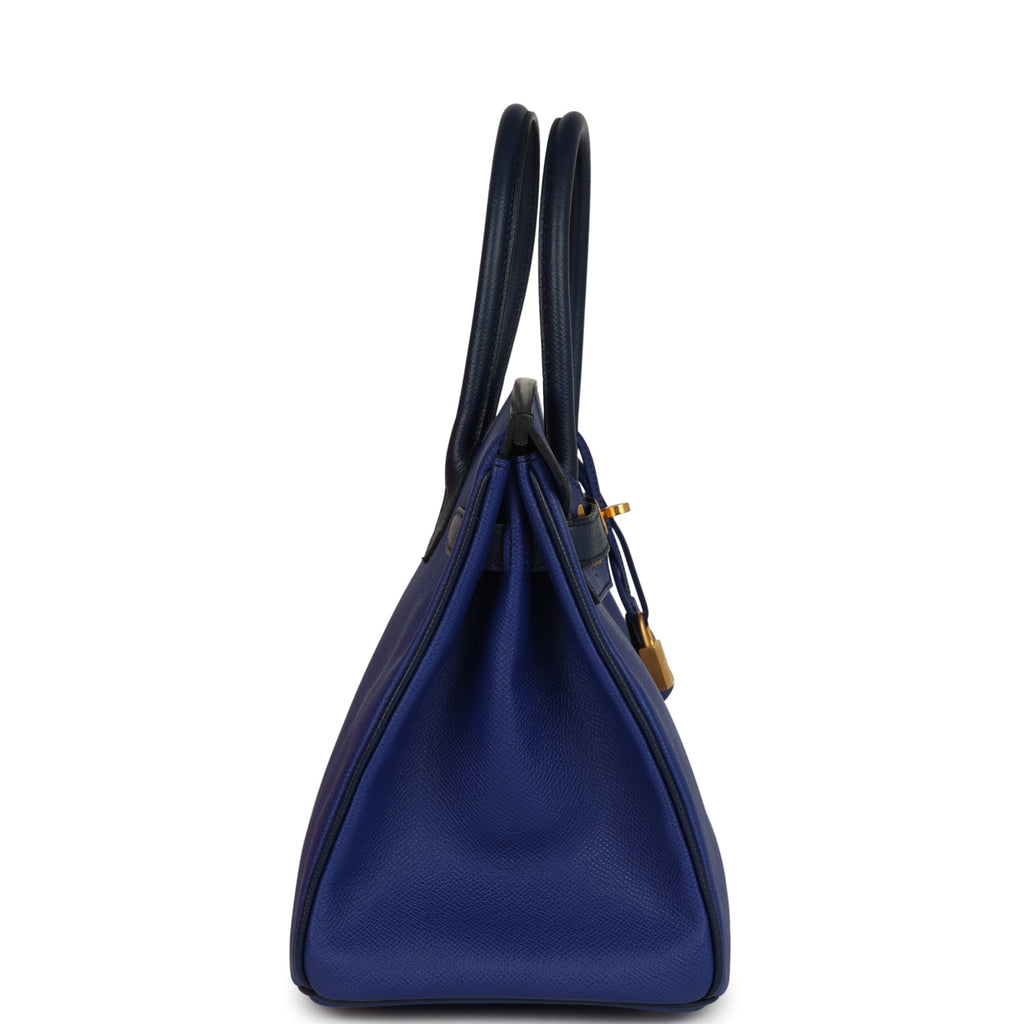 Hermes Special Order (HSS) Birkin 30 Bleu Electric and Bleu Saphir Epsom Brushed Gold Hardware