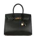 Hermes Birkin Sellier 30 Black Monsieur Gold Hardware