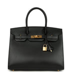 Hermes Birkin Sellier 30 Black Monsieur Gold Hardware