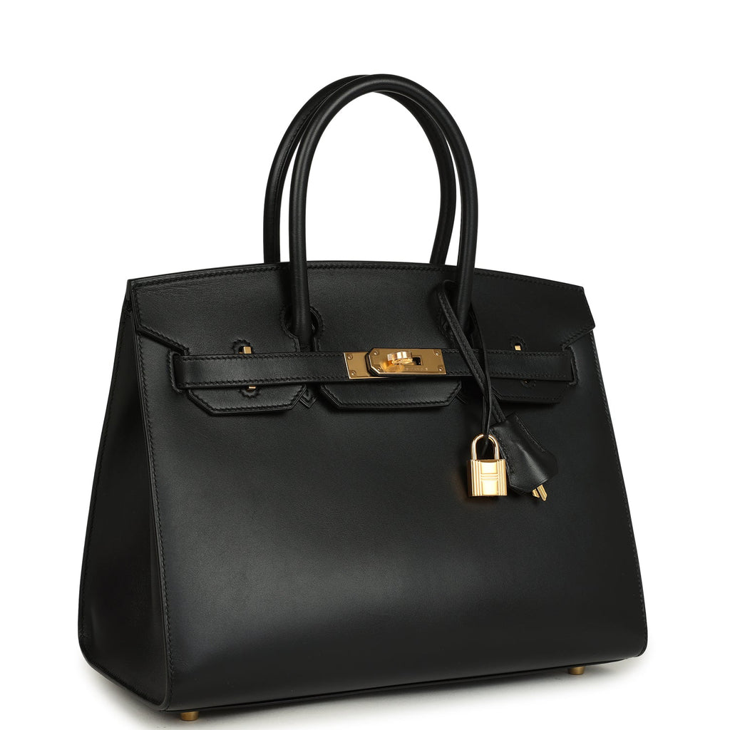 Hermes Birkin Sellier 30 Black Monsieur Gold Hardware