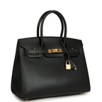 Hermes Birkin Sellier 30 Black Monsieur Gold Hardware