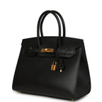 Hermes Birkin Sellier 30 Black Monsieur Gold Hardware