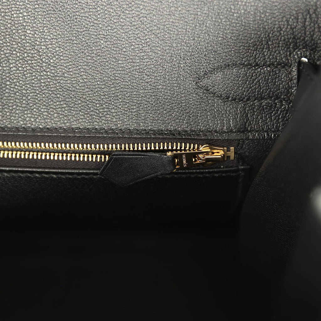 Hermes Birkin Sellier 30 Black Monsieur Gold Hardware