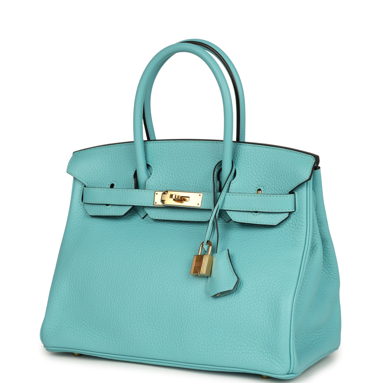 Hermes Birkin 30 Bleu Atoll Clemence Gold Hardware
