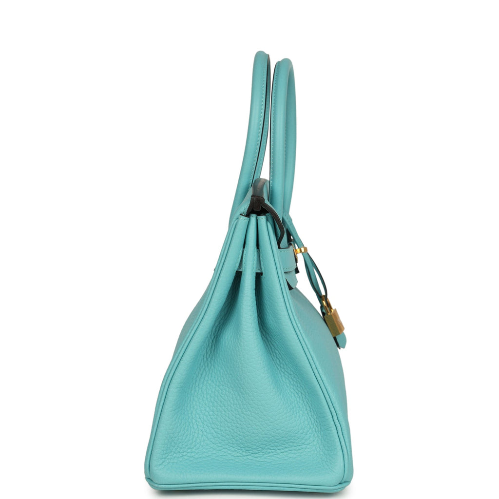 Hermes Birkin 30 Bleu Atoll Clemence Gold Hardware