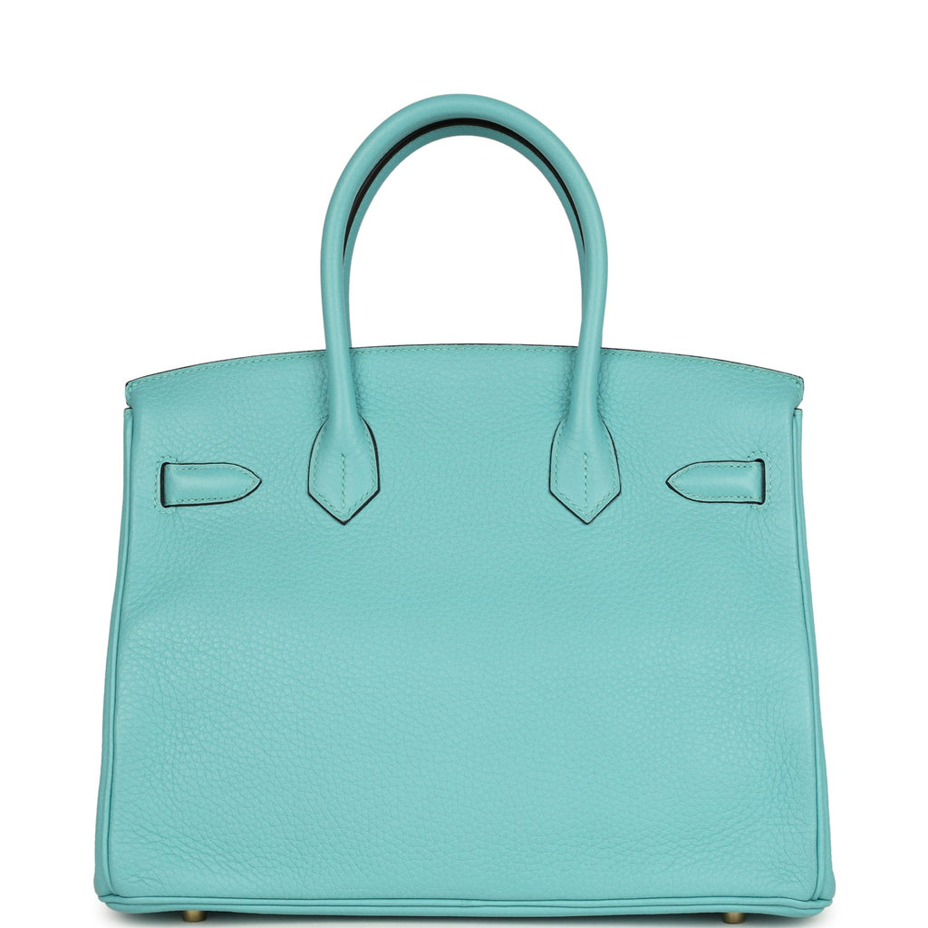 Hermes Birkin 30 Bleu Atoll Clemence Gold Hardware