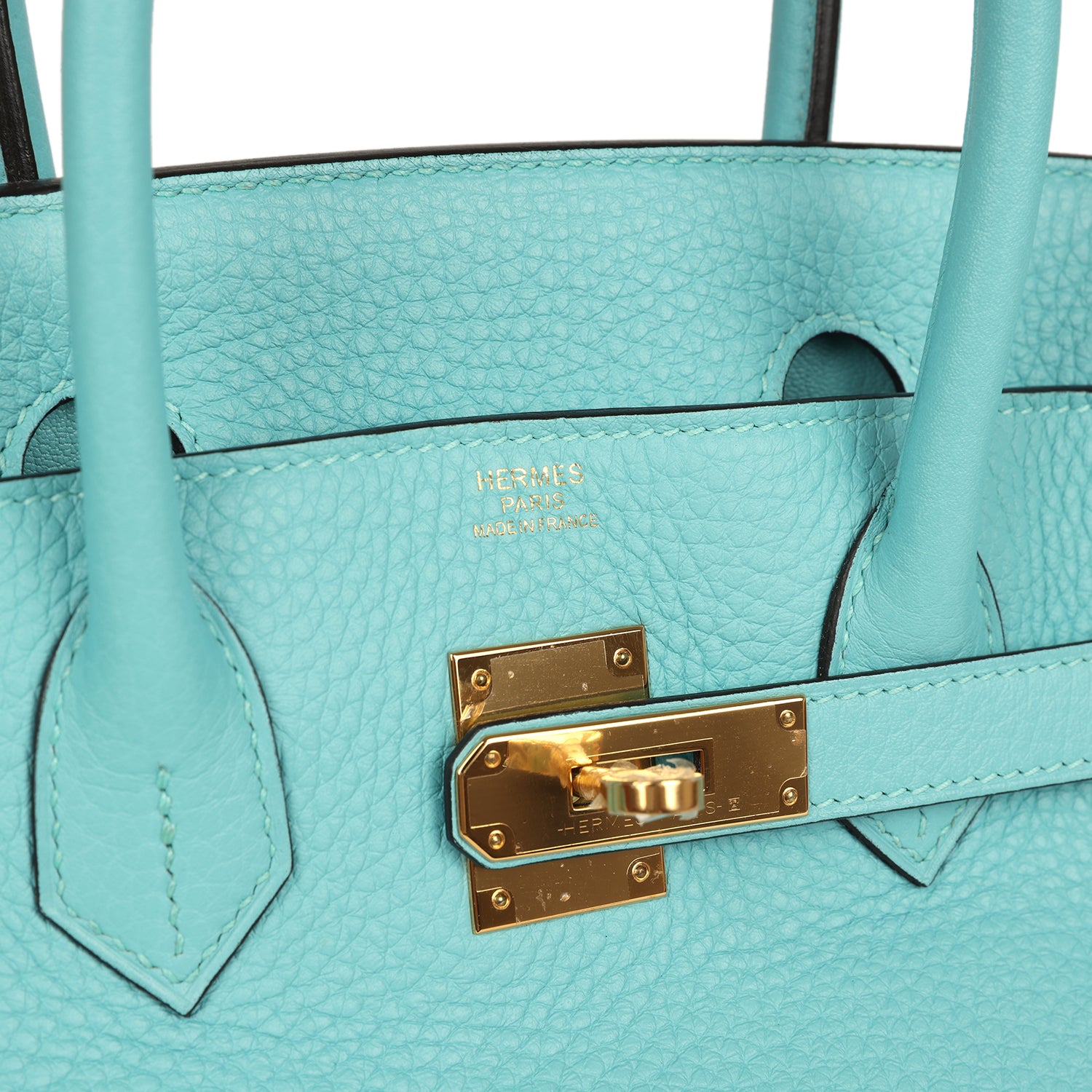 Hermes Birkin 30 Bleu Atoll Clemence Gold Hardware