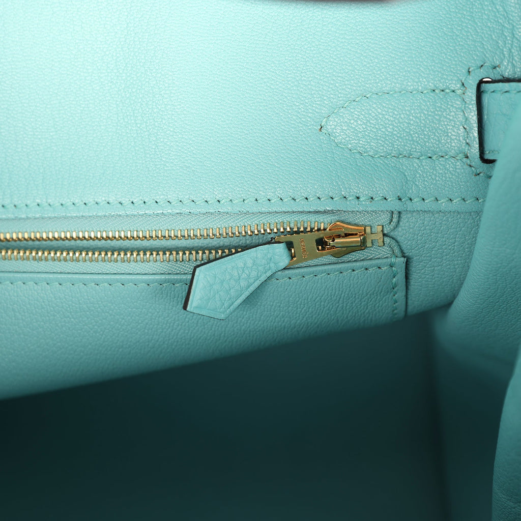 Hermes Birkin 30 Bleu Atoll Clemence Gold Hardware