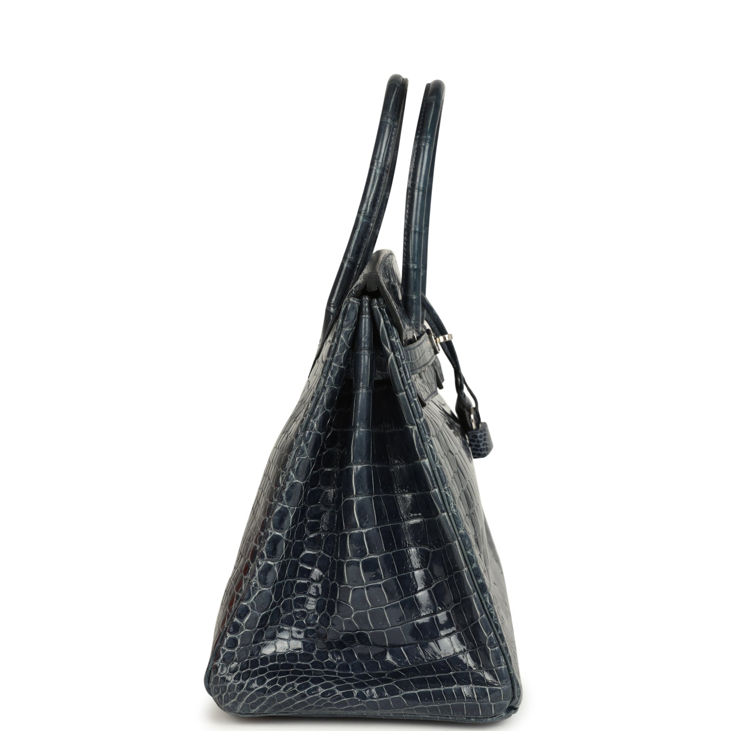 Hermes Birkin 35 Bleu Abysse Shiny Porosus Crocodile Palladium Hardware