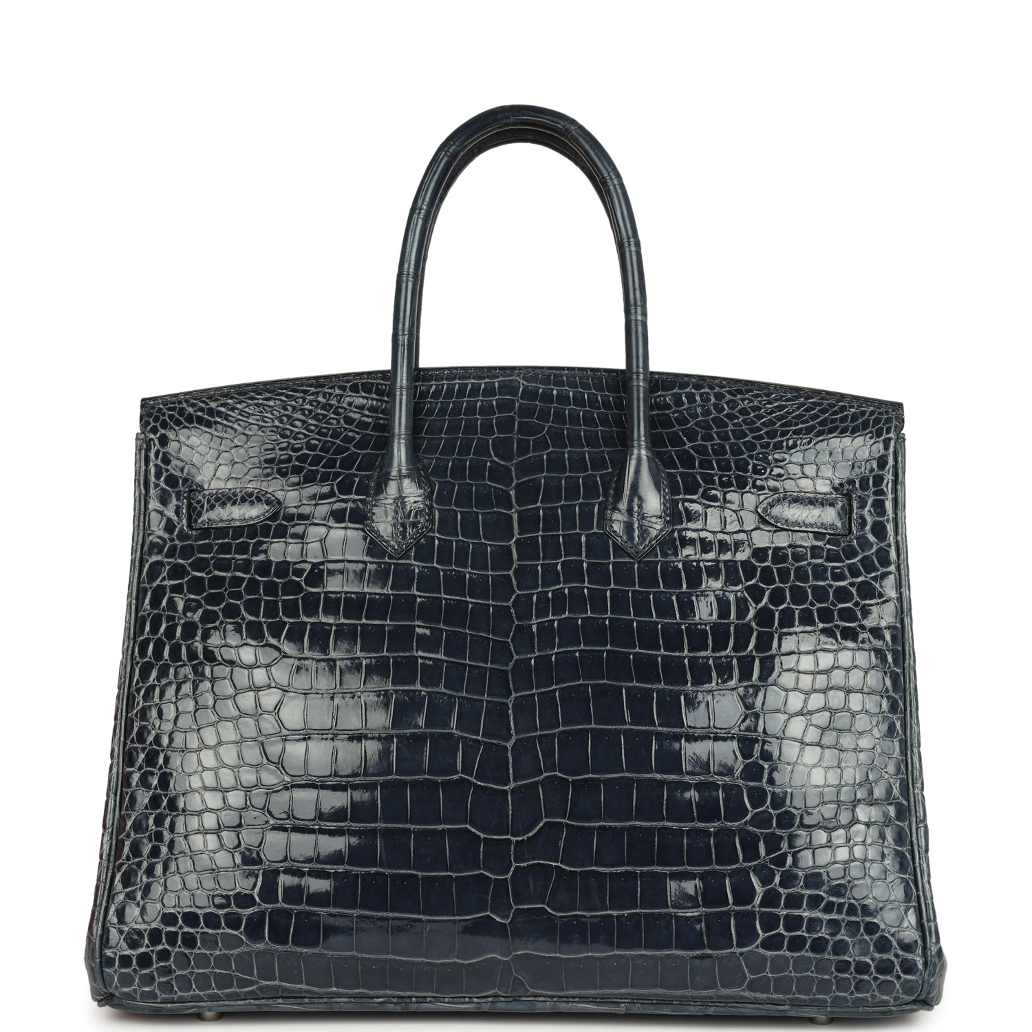 Hermes Birkin 35 Bleu Abysse Shiny Porosus Crocodile Palladium Hardware