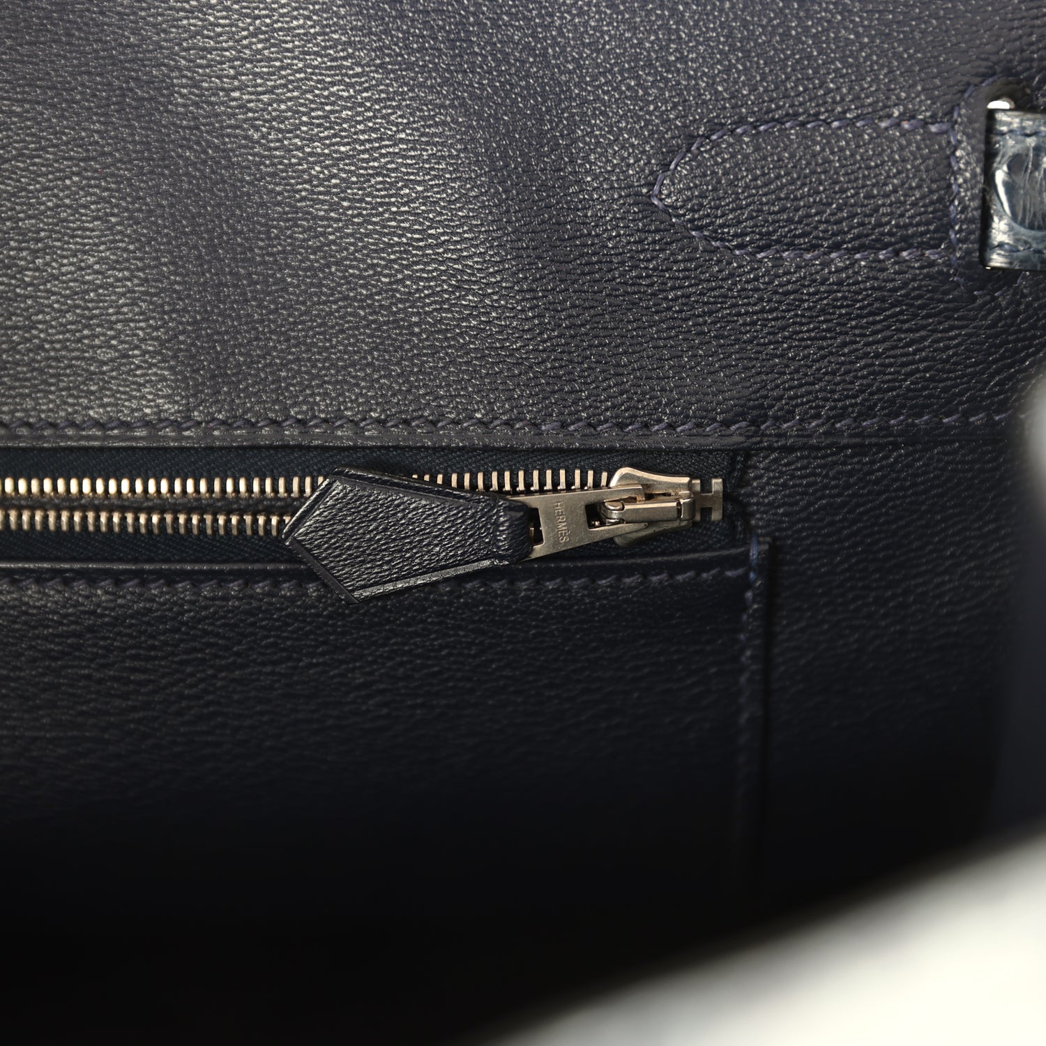 Hermes Birkin 35 Bleu Abysse Shiny Porosus Crocodile Palladium Hardware
