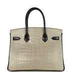 Hermes Special Order (HSS) Birkin 30 Gris Perle and Prunoir Matte Alligator Brushed Palladium Hardware