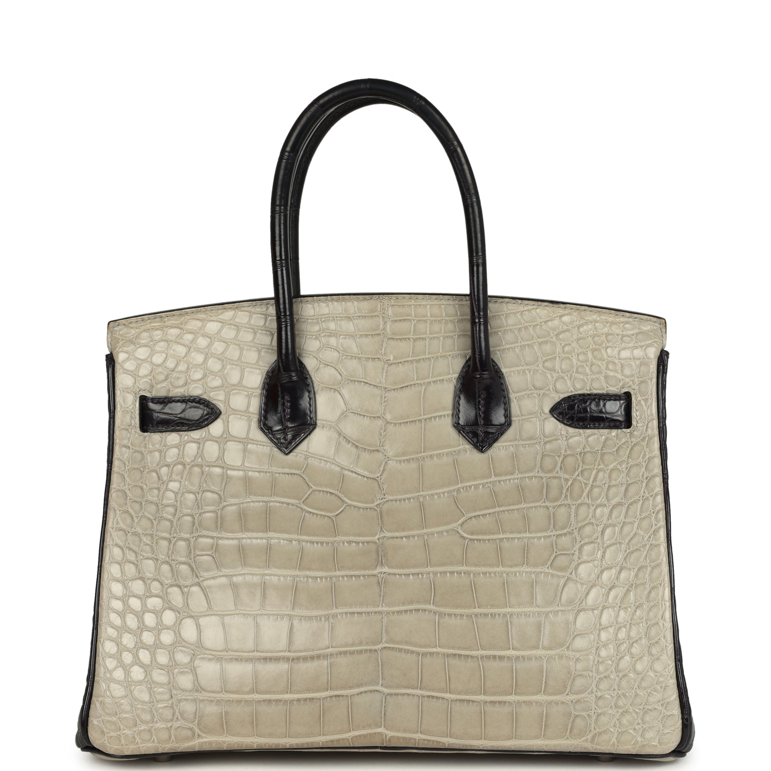 Hermes Special Order (HSS) Birkin 30 Gris Perle and Prunoir Matte Alligator Brushed Palladium Hardware