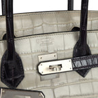 Hermes Special Order (HSS) Birkin 30 Gris Perle and Prunoir Matte Alligator Brushed Palladium Hardware