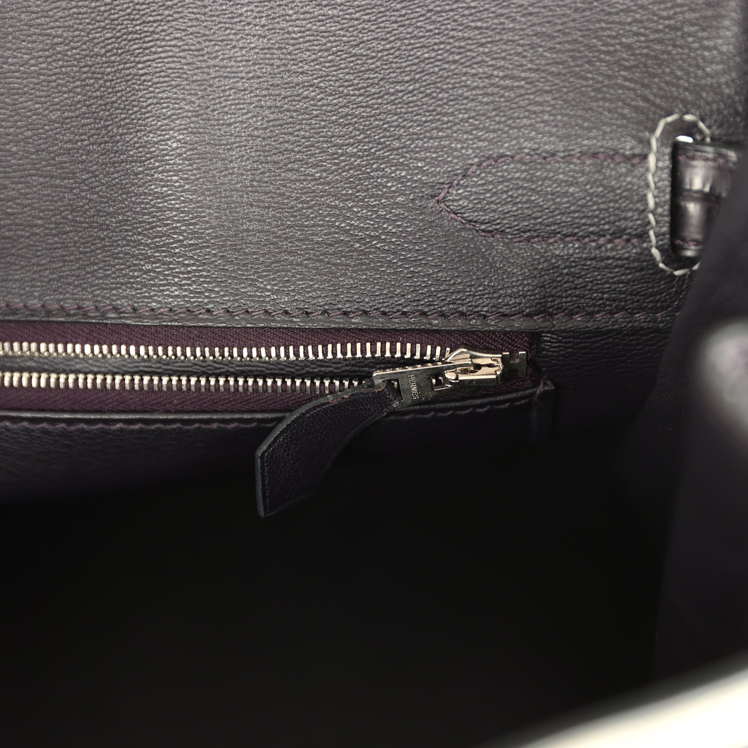Hermes Special Order (HSS) Birkin 30 Gris Perle and Prunoir Matte Alligator Brushed Palladium Hardware