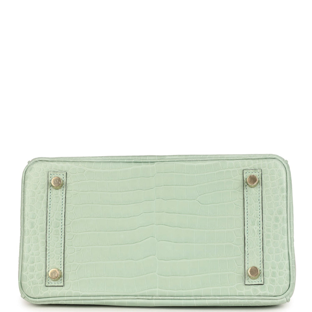 Hermes Birkin 25 Vert D'Eau Matte Porosus Crocodile Gold Hardware