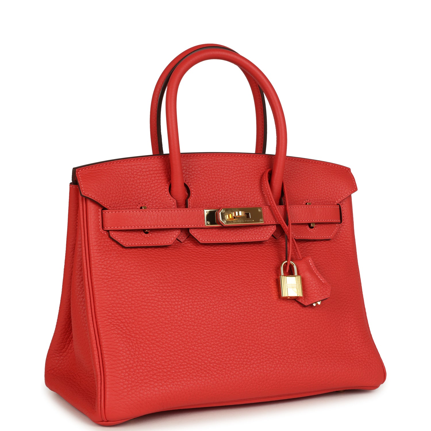 Hermes Birkin 30 Rouge Pivoine Clemence Gold Hardware