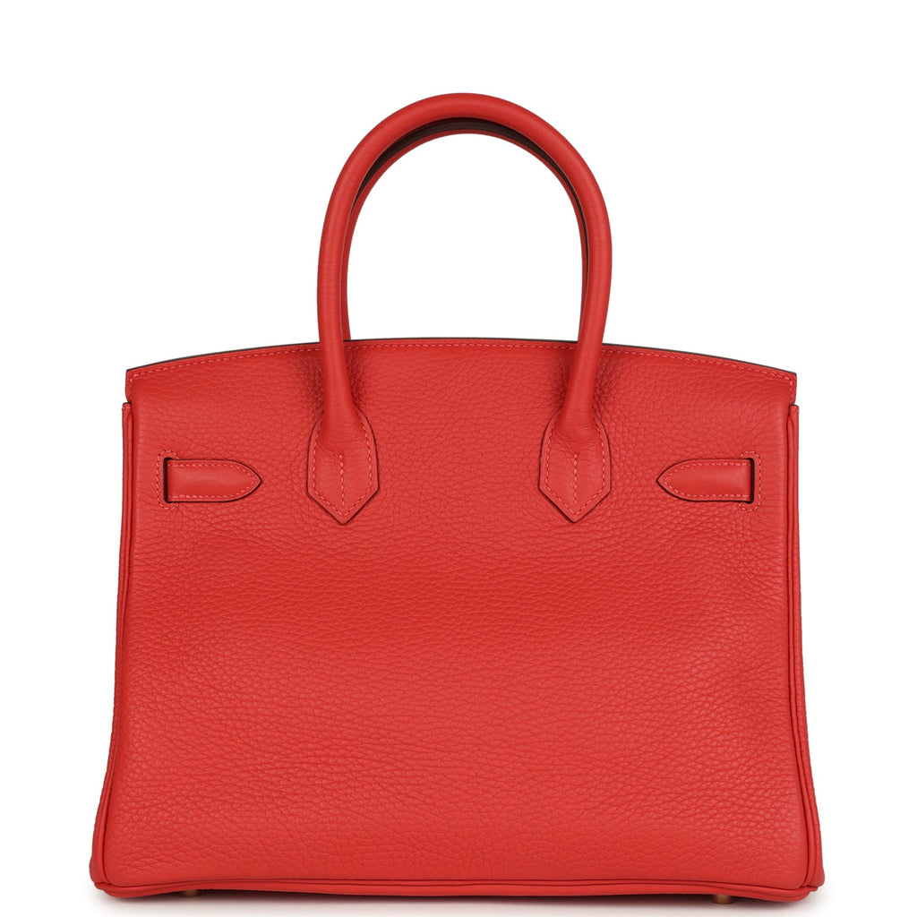 Hermes Birkin 30 Rouge Pivoine Clemence Gold Hardware