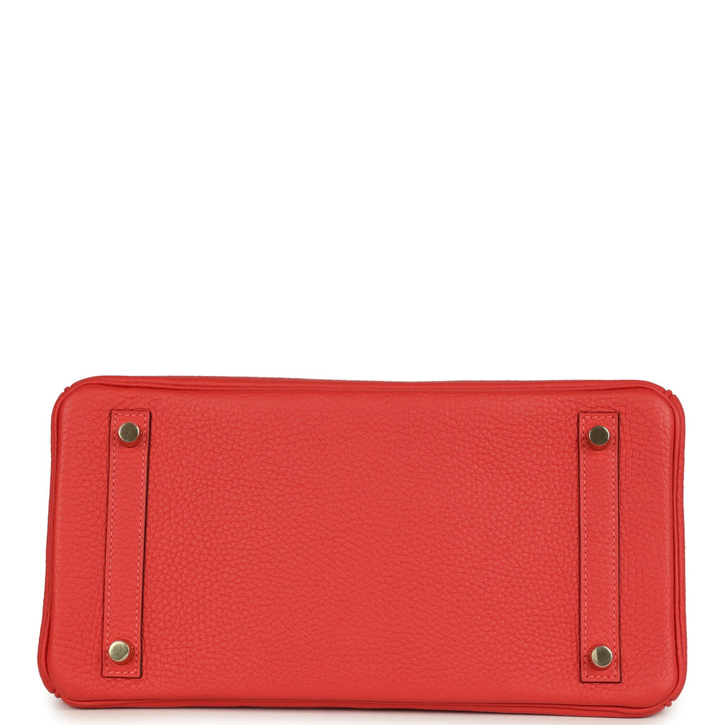 Hermes Birkin 30 Rouge Pivoine Clemence Gold Hardware