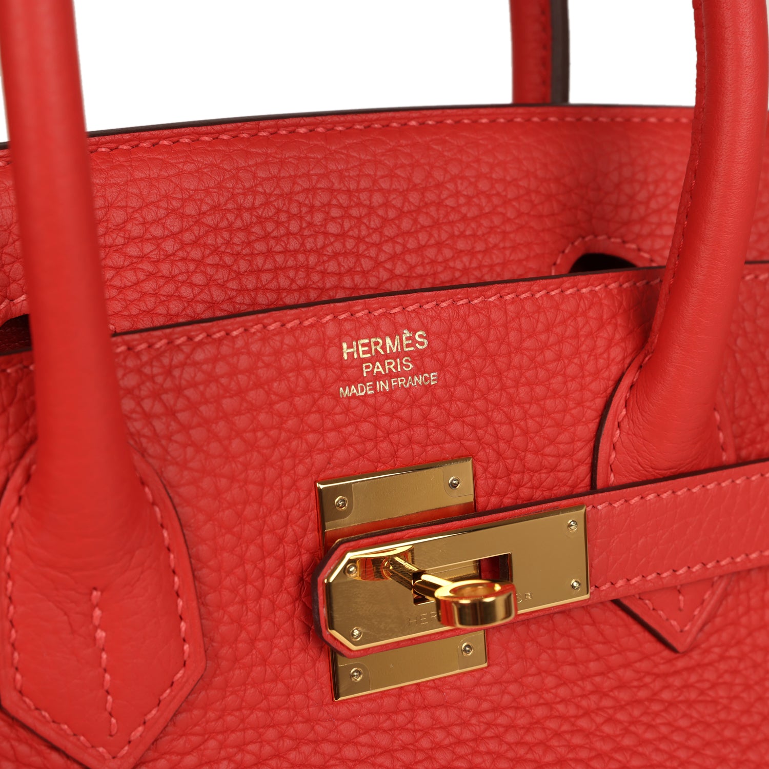 Hermes Birkin 30 Rouge Pivoine Clemence Gold Hardware