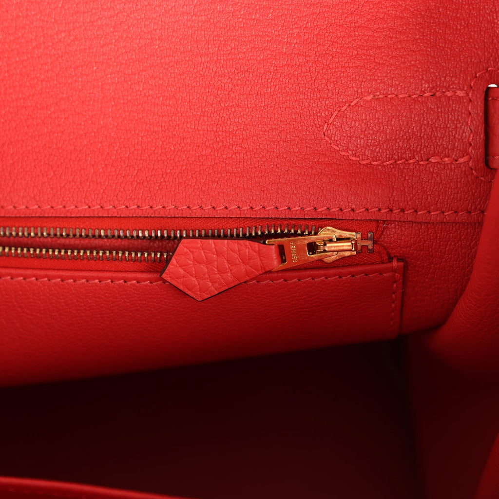 Hermes Birkin 30 Rouge Pivoine Clemence Gold Hardware