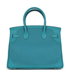 Hermes Birkin 30 Ghillies Turquoise Togo and Swift Palladium Hardware