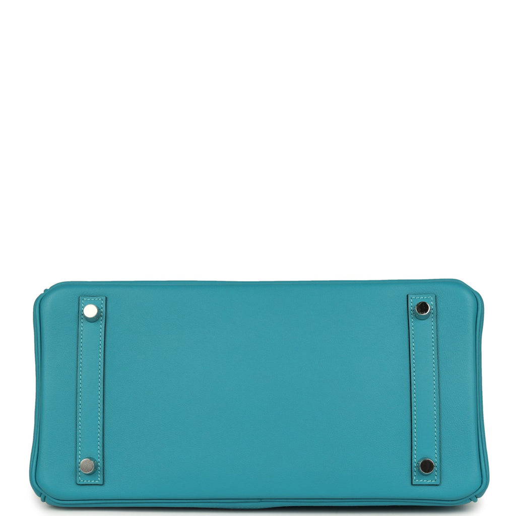 Hermes Birkin 30 Ghillies Turquoise Togo and Swift Palladium Hardware