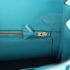 Hermes Birkin 30 Ghillies Turquoise Togo and Swift Palladium Hardware
