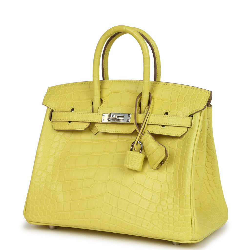 Hermes Birkin 25 Lime Matte Alligator Palladium Hardware