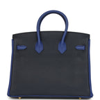 Hermes Special Order (HSS) Birkin 25 Bi-Color Bleu Nuit and Bleu Electric Togo Brushed Gold Hardware
