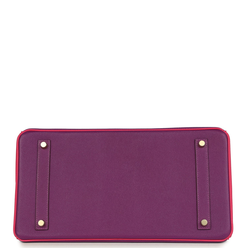 Hermes Special Order (HSS) Birkin 35 Rose Tyrien and Violet Epsom Gold Hardware