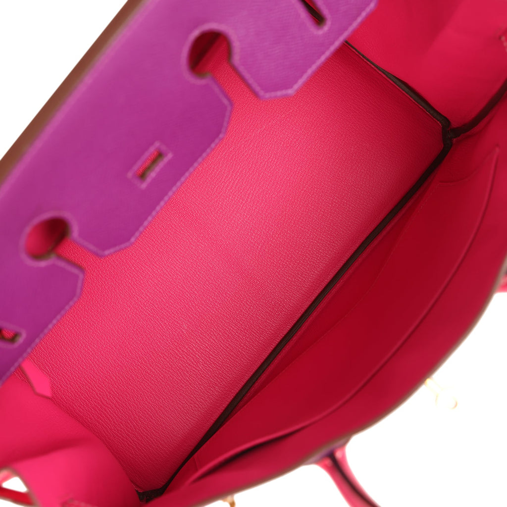 Hermes Special Order (HSS) Birkin 35 Rose Tyrien and Violet Epsom Gold Hardware