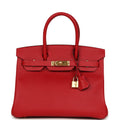 Hermes Birkin 30 Rouge Casaque Epsom Gold Hardware